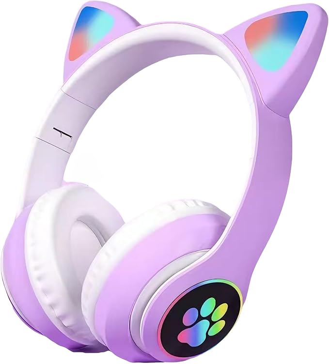 Kids Bluetooth Headphones, Kids Wireless Headphones with Microphone, HiFi Stereo Foldable Lightweight Headset (Lilac)