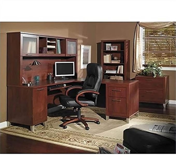 Bush Furniture Somerset 4 Piece 60" L-Shape Office Set in Hansen Cherry