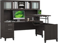 Bush Home Somerset 72W 3 Position Sit to Stand L Shaped Desk with Hutch in Storm Gray | Adjustable Height Table for Home Office