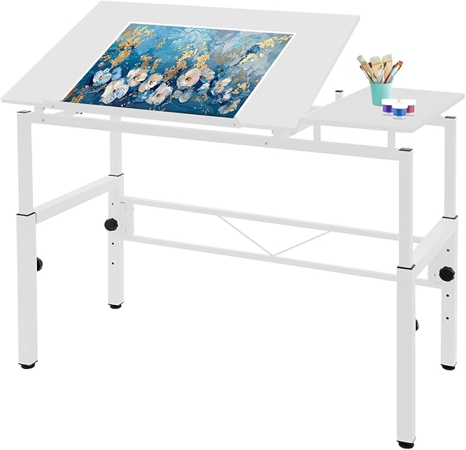 Drafting Table Adjustable for Artists, Art Drawing Desk with Two Lift Mechanisms, 39.37in Adjustment Painting Blueprint Table 0-30 ° Tiltable Tabletop Drawing Desk