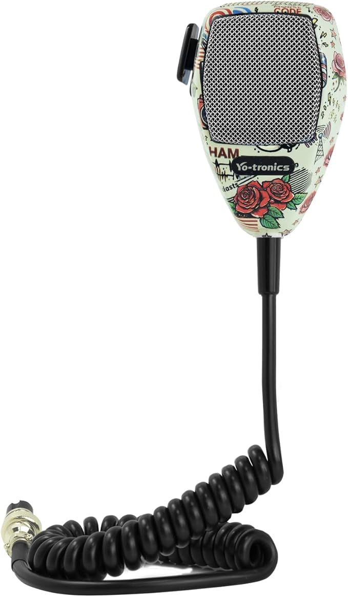 CB Microphone-4 Pin Noise Canceling CB Microphone, Amateur Radio and SSB Communications, Stainless Steel Wire Mesh Edition (YTM-CB66 Rose)