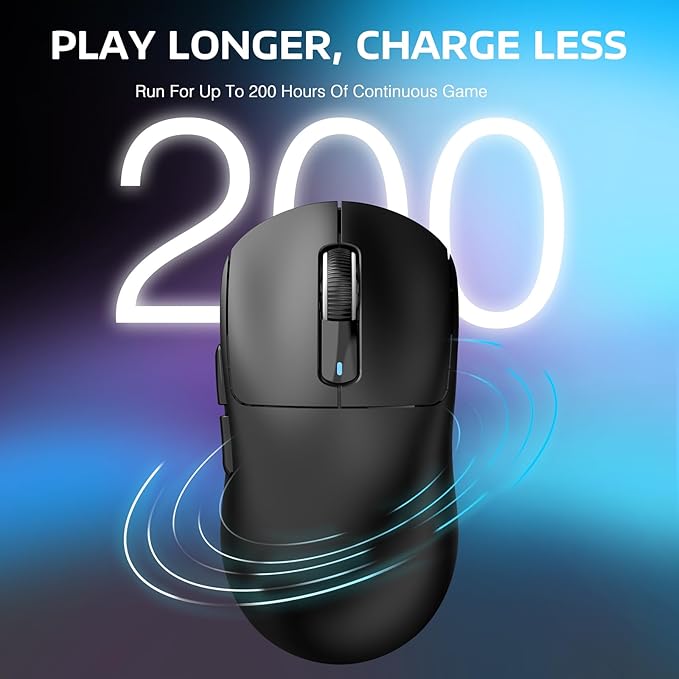 ATTACK SHARK X3 Lightweight Wireless Gaming Mouse with Tri-Mode 2.4G/USB-C Wired/Bluetooth,Up to 26K DPI, PAW3395 Optical Sensor,Kailh GM8.0 Switch,5 programmable Buttons for PC/Win/Mac(Black)