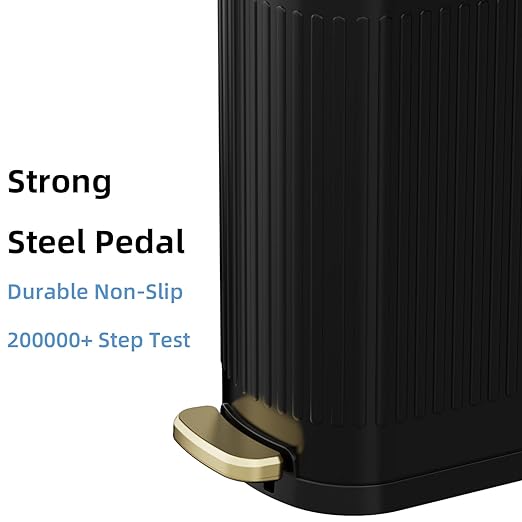 KSSKSS Slim Stainless Steel Desk Wastebasket – Matte Black (2.6 Gal)