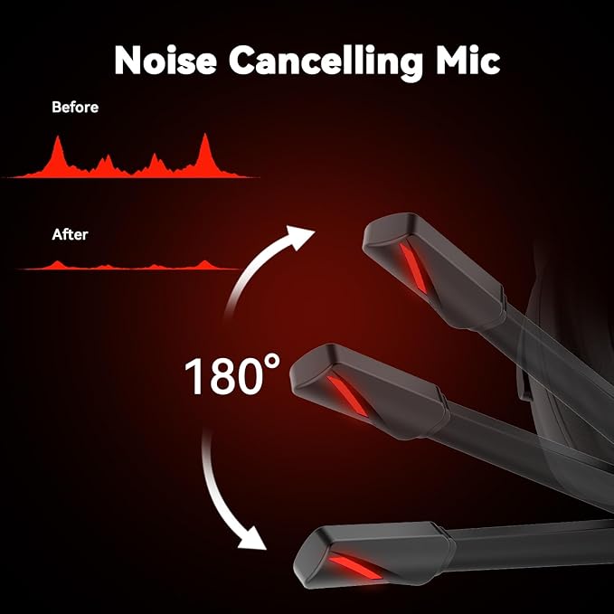 Jimonyer Gaming Headset for PC/PS4/PS5/Xbox One/Switch, Stereo Surround Sound Gaming Headphones with Noise Canceling Flexible Mic, Computer Headset with 3.5mm Jack & RGB Light(Red)
