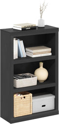 Furinno Rail Book Shelf, 3-Tier Bookshelf, Bookcase with Open Shelf, 10.1 x 24.6 x 39, for Living Room, Bedroom, Home Office, Blackwood