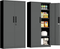 INTERGRAET 63" H Pantry Cabinet, Kitchen Pantry Storage Cabinets with 2 Doors and 4 Shelves,Black Metal Storage Cabinet,Cupboard for Home,Kitchen,Living Room/Dining