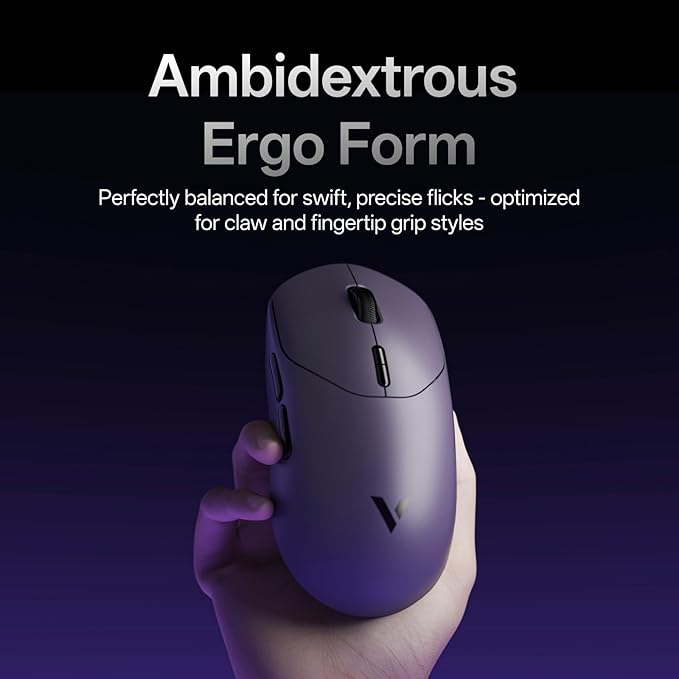 Rapoo VT2 Wireless Gaming Mouse, True 8K Wireless Polling Rate, 53g Lightweight, Up to 750 Hr Battery, Nordic nRF54L15 MCU, 100-Million Mechanical Switch, 10 Programmable Buttons, Macro Enabled