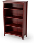 Camaflexi Shaker Style 4 Shelf Bookcase/Solid Wood / 48" High/Adjustable Shelving/Closed Back/Display Bookshelf for Living Room, Bedroom, Home and Office, Red Garnet Stain