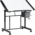 Studio Designs Deluxe Craft Station, Top Adjustable Drafting Table Craft Table Drawing Desk Hobby Table Writing Desk Studio Desk with Drawers, 36''W x 24''D, Black/White