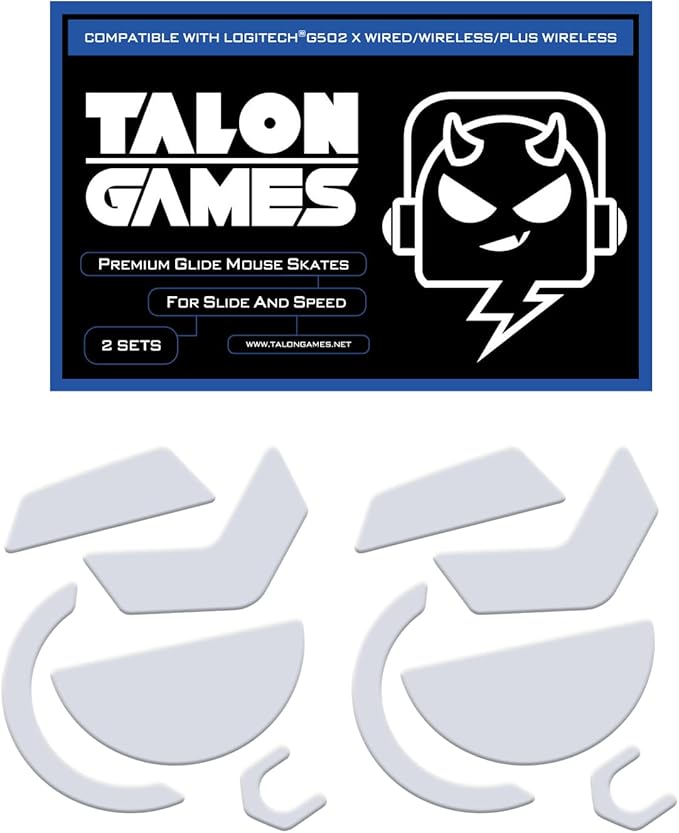 2Sets of TALONGAMES Rounded Curved Edges Mouse Skates Feet Compatible with Logitech G502 X Wired / G502 X Wireless Gaming Mouse Feet Replacement,0.8mm,Pure PTFE Material with Super Smooth Glide Pads