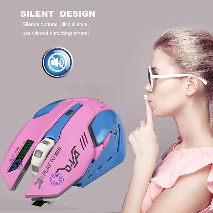 HXMJ Pink Wired USB Computer Mouse,7 Colors Backlit,Silent Buttons for MacBook,Computer PC,Laptop