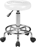 VECELO Home Office Desk Chair with Wheels | PU Leather Rolling Office Chair for Drafting, Salon, Spa(White)