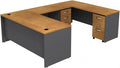 Bush Business Furniture Series C 72W U-Station with 2-Drawer Mobile Pedestal and 3-Drawer Mobile Pedestal