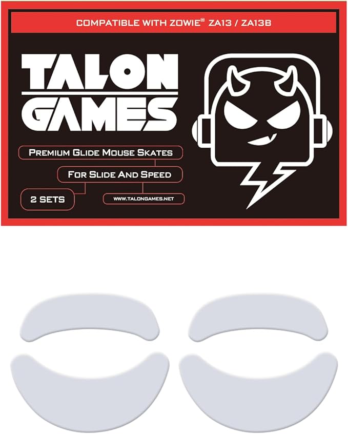 2Sets of TALONGAMES Rounded Curved Edges Mouse Feet Skates Compatible with Zowie ZA13 / ZA13B Gaming Mouse Feet Replacement,0.8mm,Pure PTFE Material with Super Smooth Glide Pads