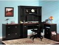 Bush Furniture Fairview L-Shaped Wood Home Office Set in Black