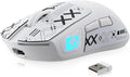 MAMBASNAKE M4 Ultra-Light Wireless Gaming Mouse 52g, 24000 DPI PAW3311 Optical Sensor,2.4G/BT/Wired Ergonomic Computer Mice, RGB Lighting,400mAh Battery，Programmable Mouse for PC/Win/MAC-White &Tape