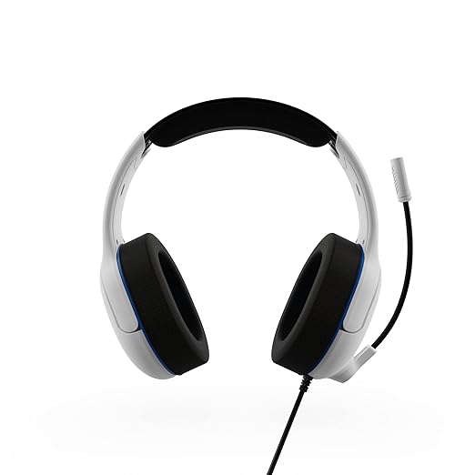 PDP AIRLITE Pro Wired Headset, Licensed Sony PlayStation 5, PlayStation 4, PS5/PS4/PS3/PC, Lightweight Durable Headphones, 3.5mm Audio Jack, Noise-canceling Flip-to-Mute Boom Mic, Frost White
