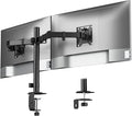monTEK Stable Dual Monitor Stand for 17"–32” Computer Screens, Heavy-Duty Desk Mount with 22 lbs per Arm, Fully Adjustable Brackets and Arms, Clamp/Grommet Base, VESA 100×100mm Max