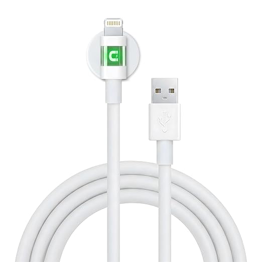 3ft LED Phone Lightning Cable with Magnetic Tip, Magnetic Cord Holder & Green Night Glow Light – Durable Fast Charger Cable for iPhone 5–14 and More