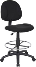Benzara Jea Drafting Stool Chair, Black Tweed, Contoured Back and Footring