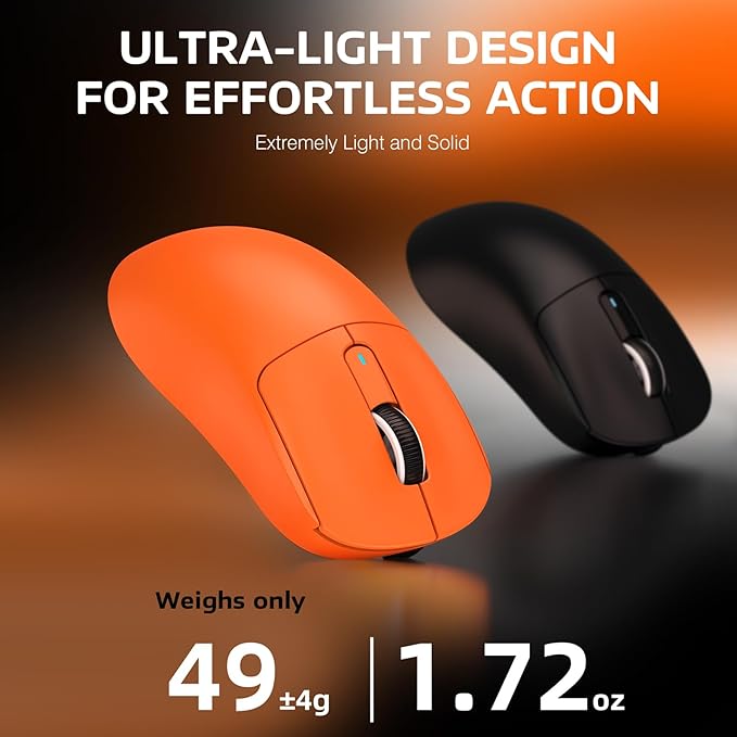 ATTACK SHARK X3 Lightweight Wireless Gaming Mouse with Tri-Mode 2.4G/USB-C Wired/Bluetooth,Up to 26K DPI, PAW3395 Optical Sensor,Kailh GM8.0 Switch,5 programmable Buttons for PC/Win/Mac(Orange)