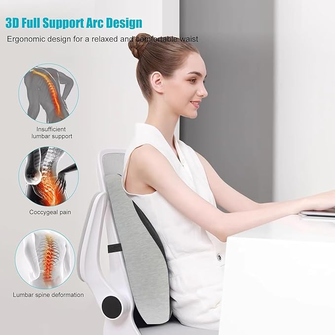 Seat Cushion and Lumbar Support Pillow for Office Chair, High-Elastic Memory Foam Car Chair Cushions, 4.7" Extra Thick Back Support for Long Sitting, Breathable Washable Cover（color blocking）
