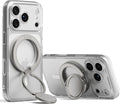 Ringke Dual Magnetic Smart Holder [Compatible with MagSafe] Phone Grip, Dual-Sided Powerful Magnet, Multi-Angle Hinge 3-Tier Foldable Kickstand for Gym, iPhone, Galaxy, Pixel - Satin Silver