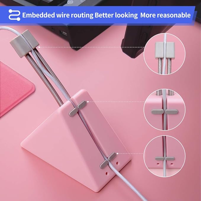 HOTLINEGAMES Mouse Bungee Mouse Cord Clip Cord Management System Fixer Holder for Esports FPS Game (3.0 Pink)