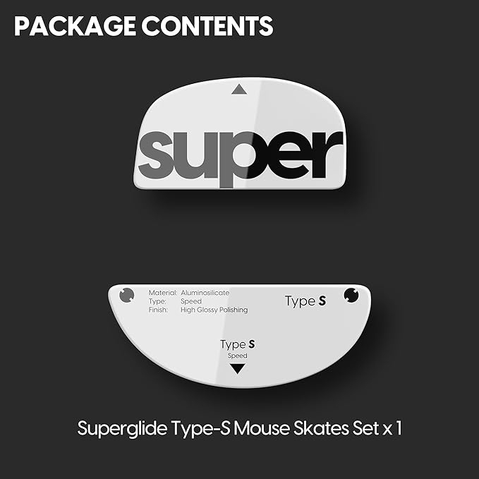 Superglide Glass Mouse Skates - Super Smooth Glide, Polished Round Edge, Super Fast Gaming Mouse Feet with Durable Sole for Pulsar ZywOo (Type-S, White)