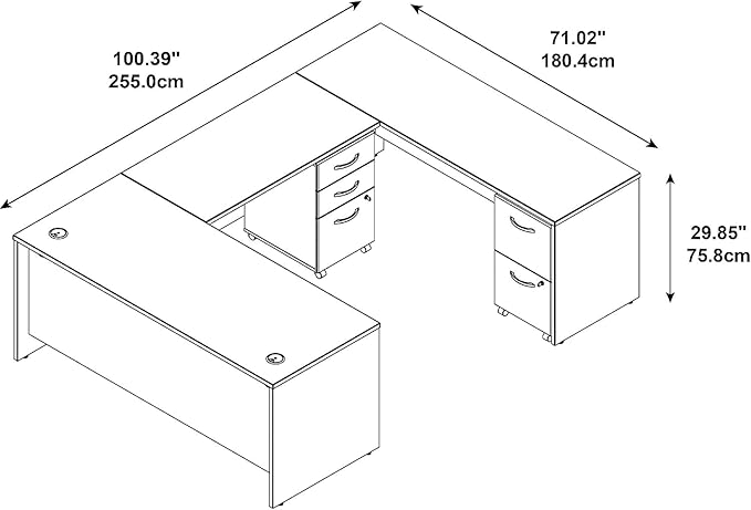 Bush Business Furniture Series C 72W U-Station with 2-Drawer Mobile Pedestal and 3-Drawer Mobile Pedestal