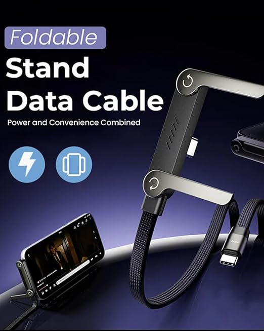 240w Stand Data Cable Invisible Holder Flat Charger 2 in 1 USB-C Charge Case Charging Sideways Standing Mount Side Horizontal Foldable Fast 90 Degree Multiple Braided Cables(240w/C-C)