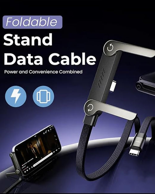 240w Stand Data Cable Invisible Holder Flat Charger 2 in 1 USB-C Charge Case Charging Sideways Standing Mount Side Horizontal Foldable Fast 90 Degree Multiple Braided Cables(240w/C-C)