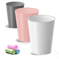Bathroom Trash Can, 3 Pack 1.8 Gallons Small Trash Can with Trash Bags, Bathroom Garbage Can, Plastic Trash Bin, Round Waste Basket for Bedroom, Office, Room (White Pink Grey)
