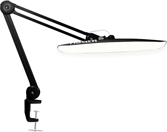 Neatfi XL 2200 Lumens 20W LED Desk Lamp with Clamp – Adjustable Color Temperature | 4-Level Dimmable Light | Home Office, Crafts & Workbench | 20-Inch Wide Head (Black, CCT with Clamp)