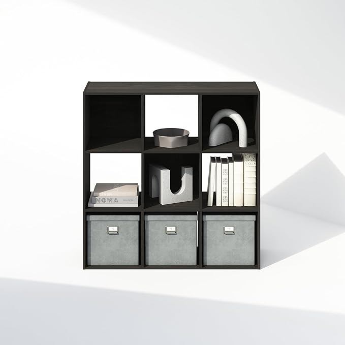 Furinno PELLI Book Shelf, 9-Cube Bookshelf, Cube Storage Organizer Bookcase, 11.7 x 35.3 x 35.4, for Living Room, Bedroom, Home Office, Espresso