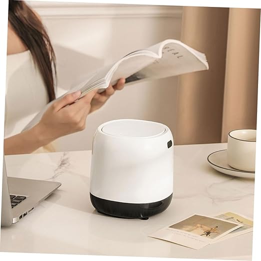 Slim Trash Can Lid Mini Trash Bin for Desk Office Wastebasket Press Type Reusable Bathroom Garbage Can Plastic Desktop Waste Bin