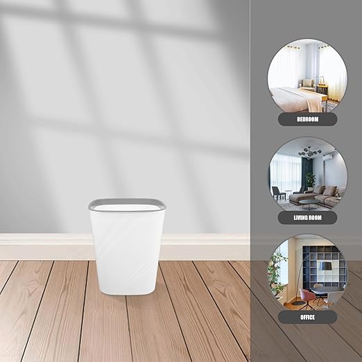 Large Capacity Lidless Trash Can for Home and Office Sleek White Garbage Bin for Bathrooms Kitchens and High-Traffic Areas Waste Container for Everyday Use