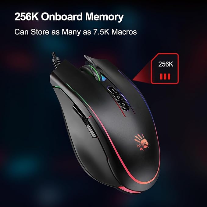 Bloody P81s Optical Gaming Mouse with Light Strike (LK) Switch & Scroll, Max 8000 CPI, 2000Hz Report Rate, 256K Onboard Memory, Fully Programmable with Advanced Preset Macros (Curve)