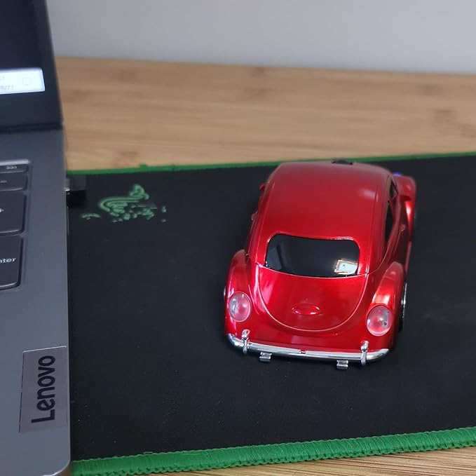 Car Mouse for Computer, Cool and Cute Car-Shaped Mouse, Wireless 2.4Ghz Optical Mice for Laptop PC Mac (Red)