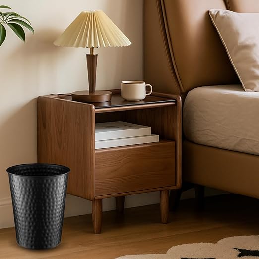 Monarch Abode Hand Hammered Metal Desk Wastebasket – Black