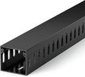 ZhiYo H1.4 x W1.6in Server Rack Cable Management Raceway, 12ft (4xL3ft) Cable Duct Kit, Electrically Safe PVC for Network Wire Management, Open Slot Cord Hider for Computer Under Desk, Black