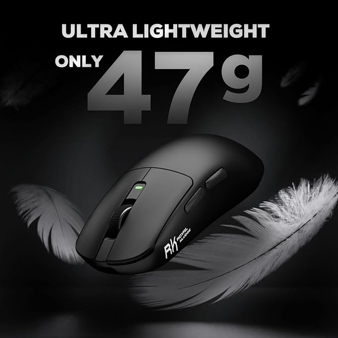 RK ROYAL KLUDGE RK M3 Wireless Gaming Mouse, 47g Lightweight Computer Mouse with PAW3950 Optical Sensor, 8K Polling 42000 DPI, Triple Modes PC Game Mice with 5 Programmable Buttons for Win/Mac, Black