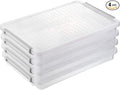 BTSKY 4 Pack A4 Plus Clear Plastic Stackable Storage Box Desk Paper Magazine Container with Buckle, Office Supplies Accessories File Protector Case Organizer, Portable Project Case Document Holders