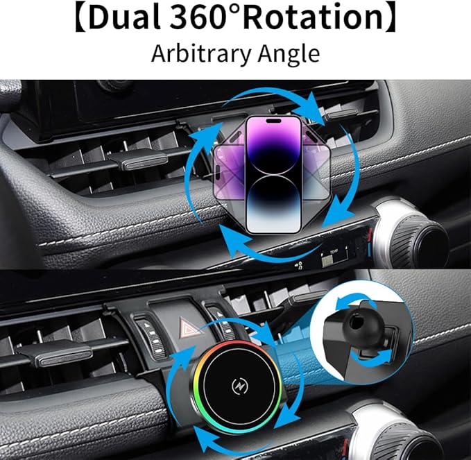 Car Magnetic Phone Mount for 2019-2025 Toyota RAV4 XLE Premium Adventure TRD Off-Road Limited & RAV4 Hybrid XSE Limited,RAV 4 Prime XSE Auto Accessories Fast 15W Wireless Charger Holder