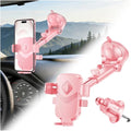 Car Phone Holder, 360° Adjustable Strongest Suction Vehicle Windshield Dashboard Air Vent Cell Phone Mounts, Hands Free Automotive Interior Smartphone Stand, Universal Fit (Pink)