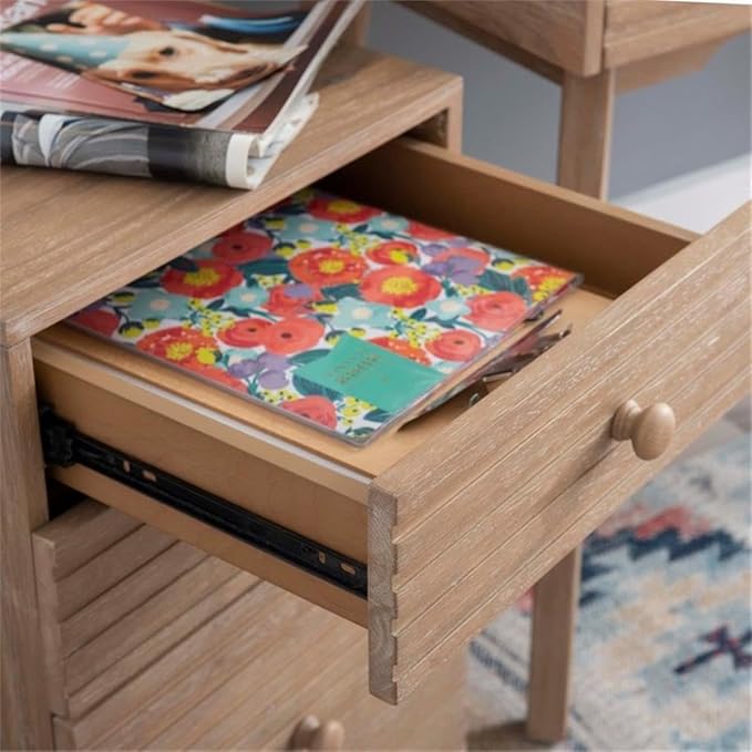 Pemberly Row Set of 2 Bookcase & Filing Cabinet with Rolling Castors in Natural