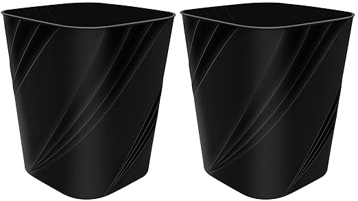 DAJITRE Small Plastic Trash Can Wastebasket Recycling Bin for Bathroom, Dorm, Bedroom，Home Office, Garbage Can for Bedroom, Kids Room (2, Black)