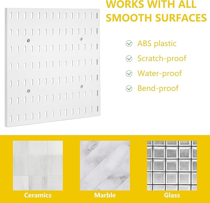 Peg Board, Pegboard Combination kit, 4 Pegboards and 12 Accessories Modular Hanging for Wall Organizer,Suitable for Wall Storage,Crafts Organization,Decorative Display,11''x11'' Each