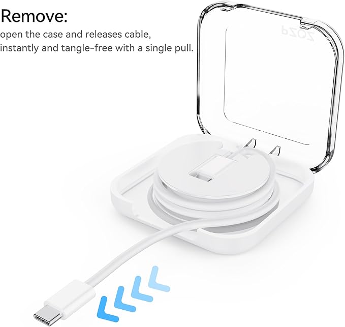 pzoz Charger Cable Case Compatible for iPhone/iPad Original Charger Cable, USB-A/C to C/Lightning Cord Organizer Cover Wired Manager Holder Wrap Winder Mini Storage Carrying Management (Cable)