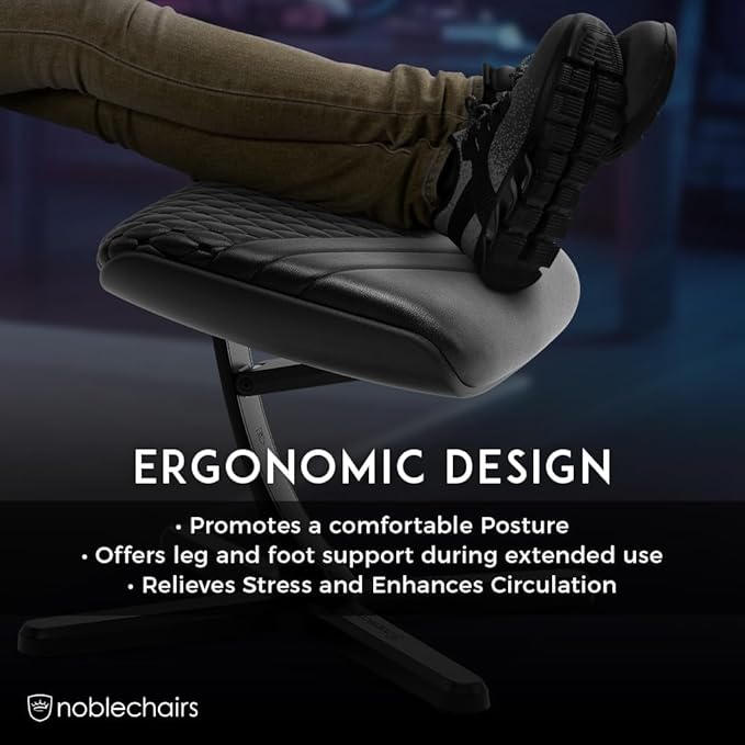 noblechairs Footrest V2.0, Real Leather, 45-Degree Tilt, Premium Materials, Leather Cover, Black